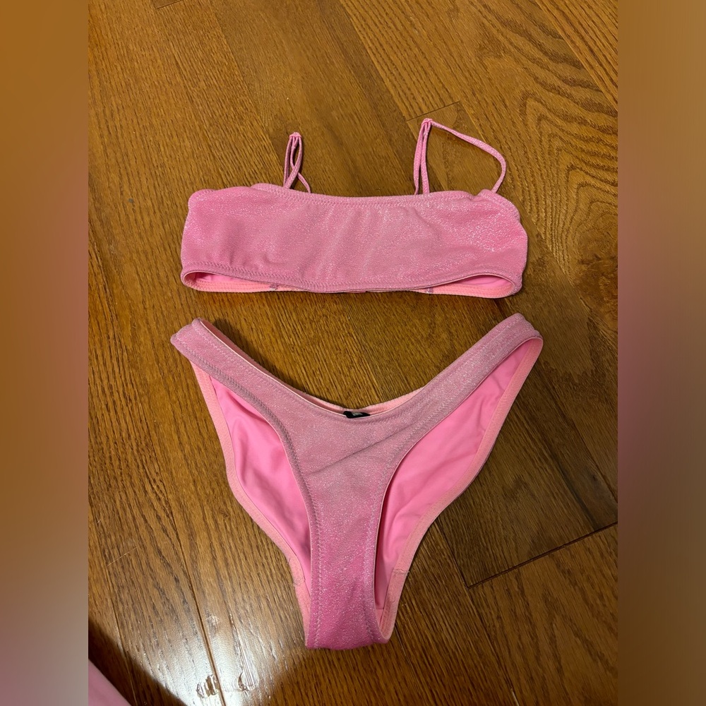 pink sparkly triangl bikini size xxs